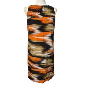 AKRIS PUNTO Size Small 4 Sleeveless Bateau Neck Pleated Shift Dress Multicolor